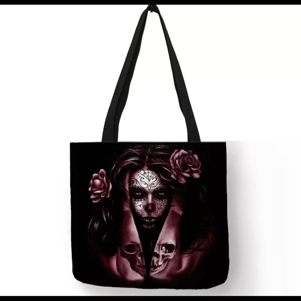 New Casual Handbag in Woman Totes Skull Art Tattoo.